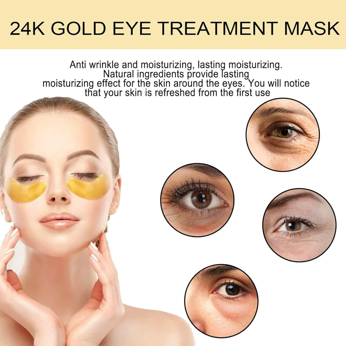 EELHOE Parches de Oro 24K para Ojos – 60 Pcs
